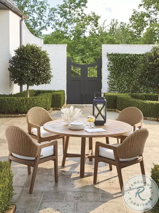 Isle of Palms Mocha Teak Round Outdoor Dining Table