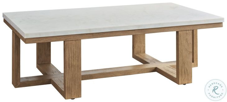 Isle of Palms Mocha and White Agate Stone Top Rectangular Outdoor Cocktail Table
