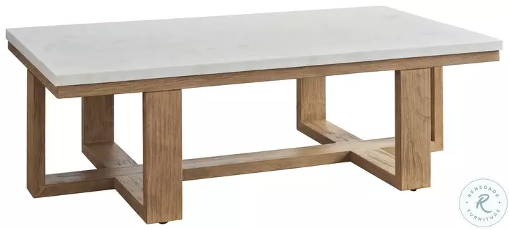 Isle of Palms Mocha and White Agate Stone Top Rectangular Outdoor Cocktail Table