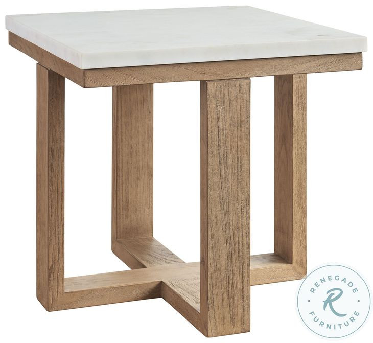Isle of Palms Mocha and White Agate Stone Top Square Outdoor End Table