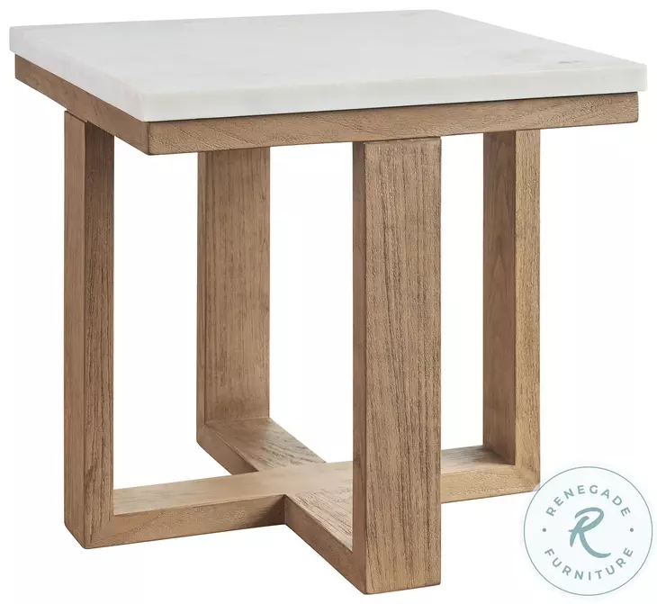 Isle of Palms Mocha and White Agate Stone Top Rectangular Outdoor Occasional Table Set