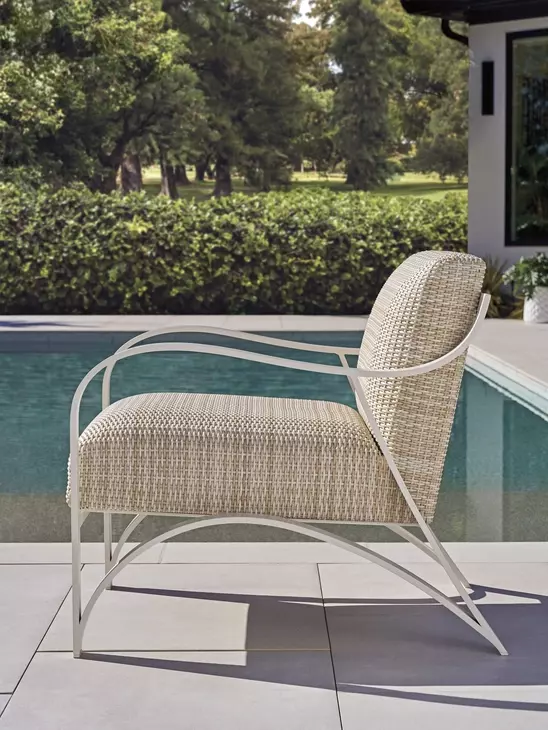 Sand Dune Ivory and Taupe Upholstered Outdoor Lounge Chair