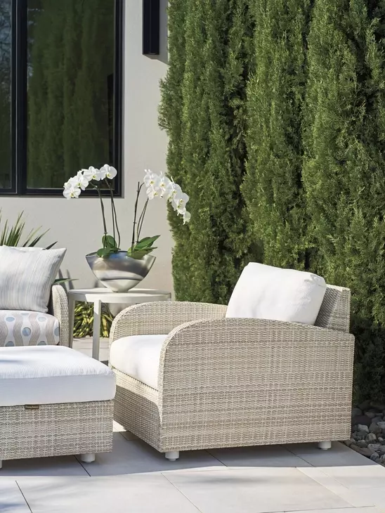 Sand Dune Cream Upholstered Outdoor Rectangular Ottoman