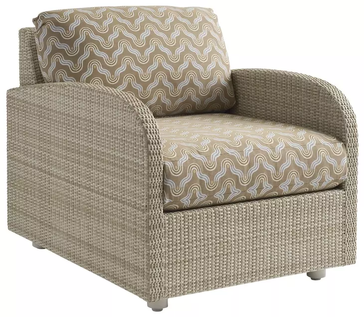 Sand Dune Brown and White Upholstered Outdoor Lounge Chair