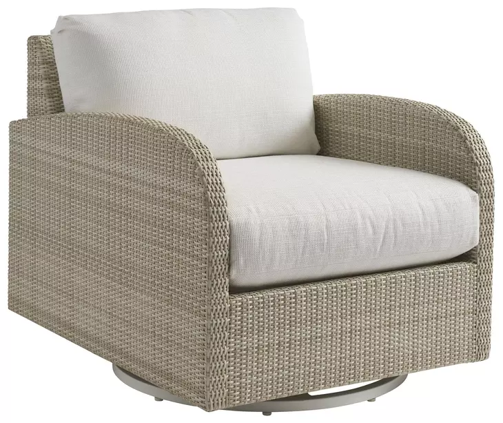 Sand Dune Cream Upholstered Outdoor Swivel Lounge Chair