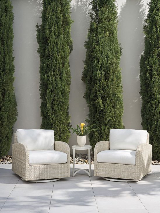 Sand Dune Cream Upholstered Outdoor Swivel Lounge Chair