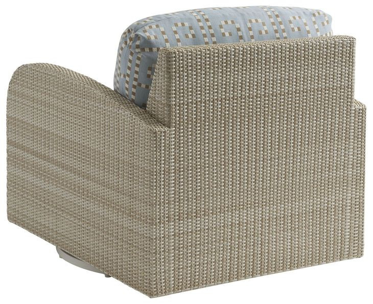 Sand Dune Blue and Brown Upholstered Outdoor Swivel Lounge Chair
