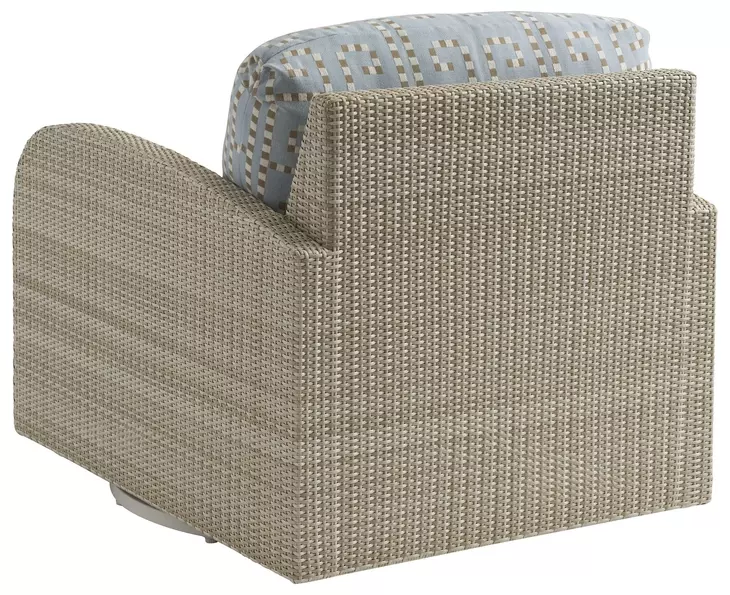 Sand Dune Blue and Brown Upholstered Outdoor Swivel Lounge Chair