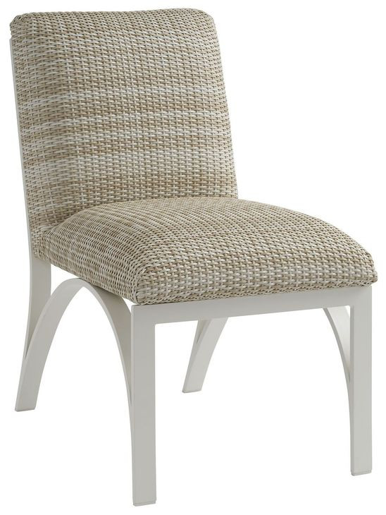 Sand Dune Ivory and Taupe Upholstered Outdoor Dining Side Chair