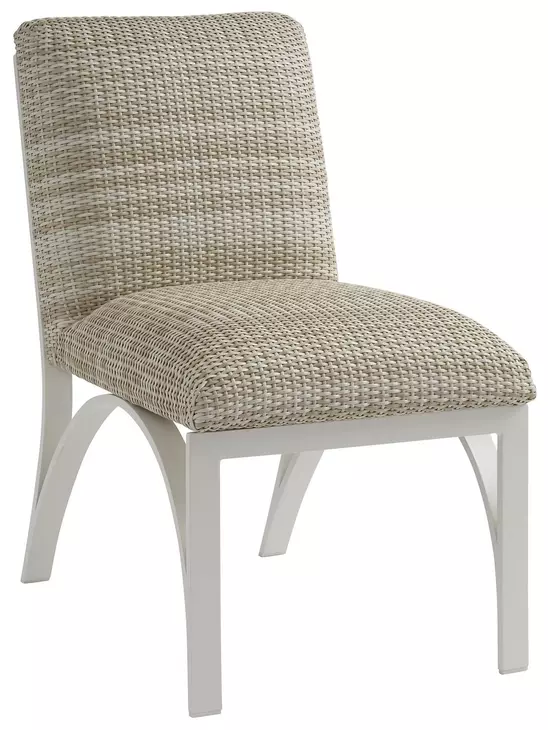 Sand Dune Ivory and Taupe Upholstered Outdoor Dining Side Chair