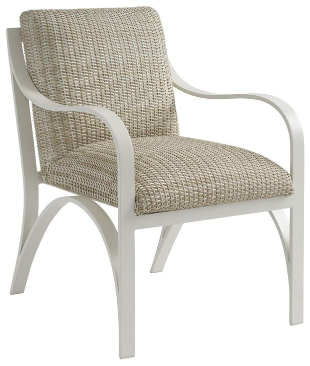 Sand Dune Ivory and Taupe Upholstered Outdoor Dining Arm Chair