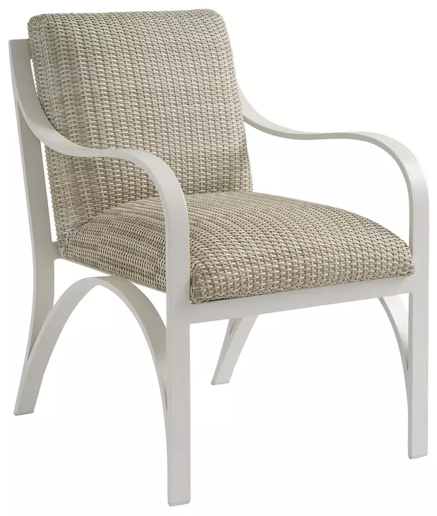 Sand Dune Ivory and Taupe Upholstered Outdoor Dining Arm Chair