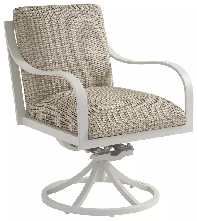 Sand Dune Beige Upholstered Outdoor Swivel Dining Rocker Chair