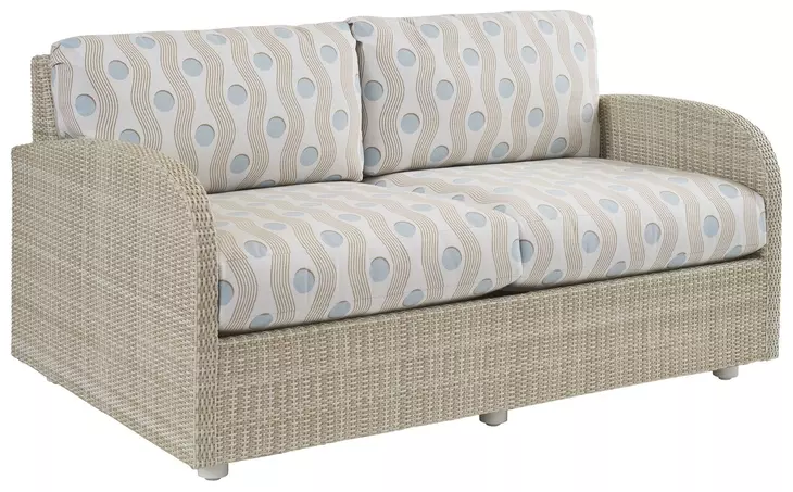 Sand Dune Cream and Blue Outdoor 60" Loveseat