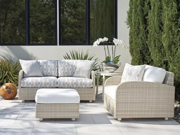 Sand Dune Cream Upholstered Outdoor Rectangular Ottoman