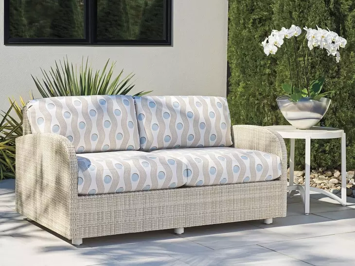 Sand Dune Cream and Blue Outdoor 60" Loveseat