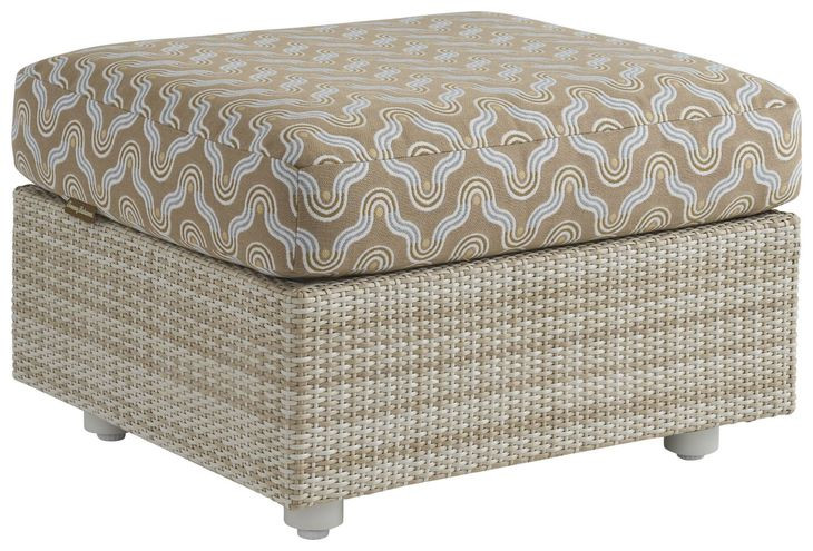 Sand Dune Brown and Beige Upholstered Outdoor Rectangular Ottoman
