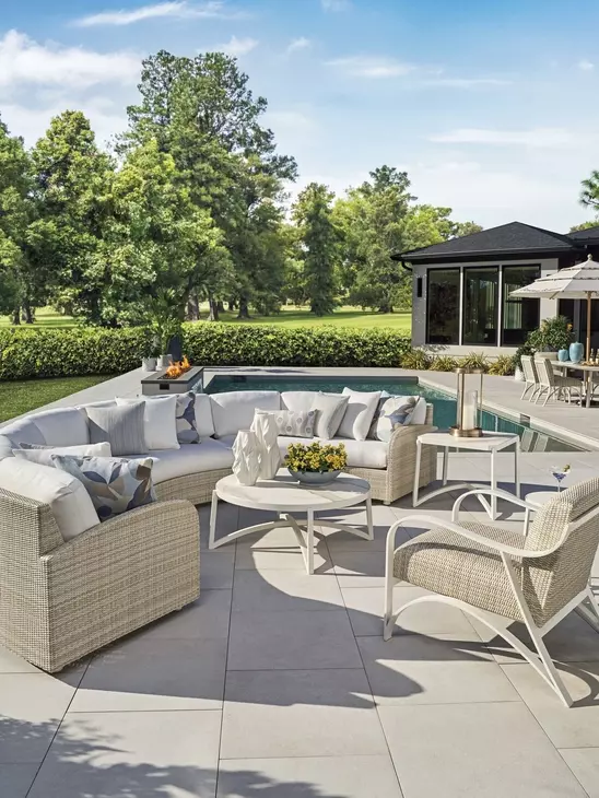 Sand Dune Cream Outdoor Square Stone Top End Table