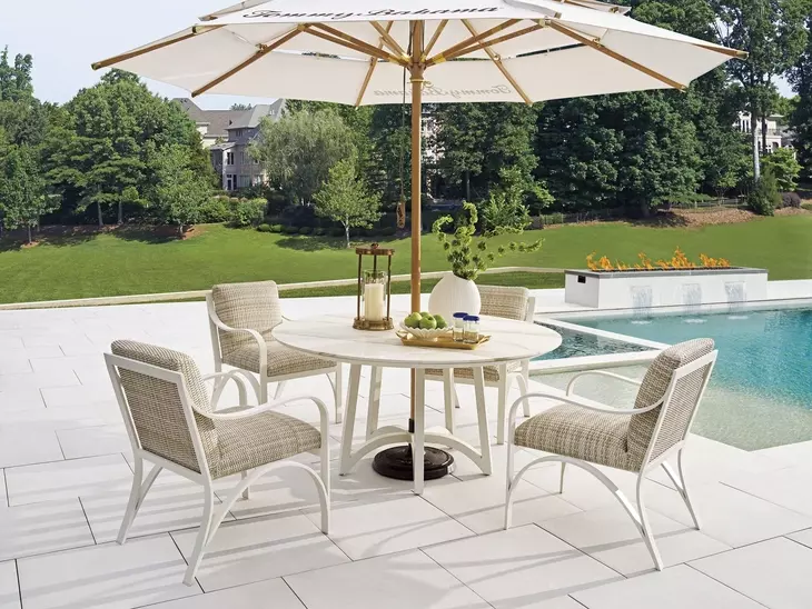 Sand Dune Cream Outdoor 60" Round Stone Top Dining Table