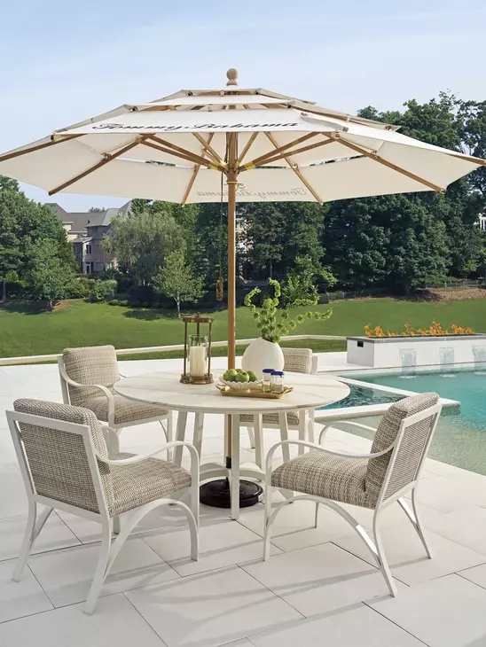 Sand Dune Cream Outdoor 60" Round Stone Top Dining Table