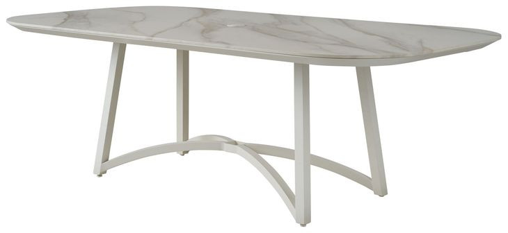 Sand Dune Cream Outdoor 88" Rectangular Stone Top Dining Table