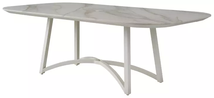 Sand Dune Cream Outdoor 88" Rectangular Stone Top Dining Table