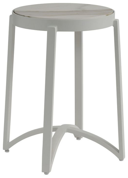 Sand Dune Cream Outdoor Round Stone Top Accent Table