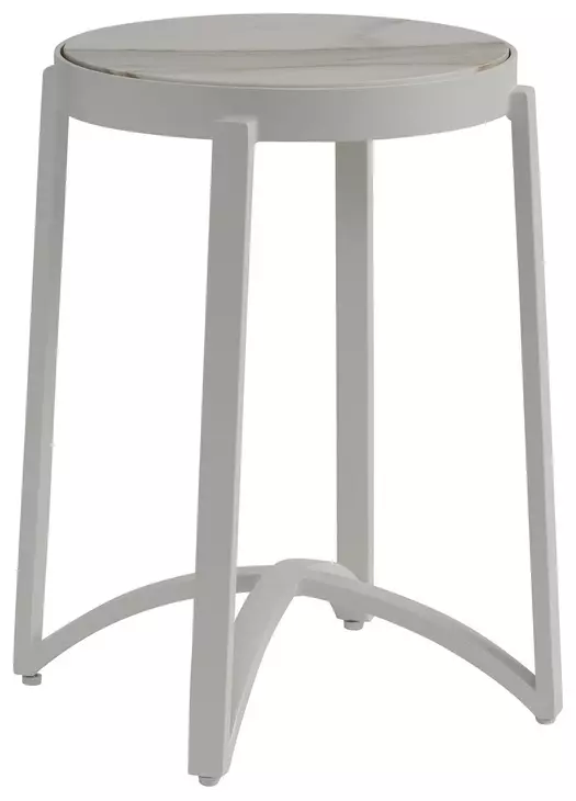 Sand Dune Cream Outdoor Round Stone Top Accent Table