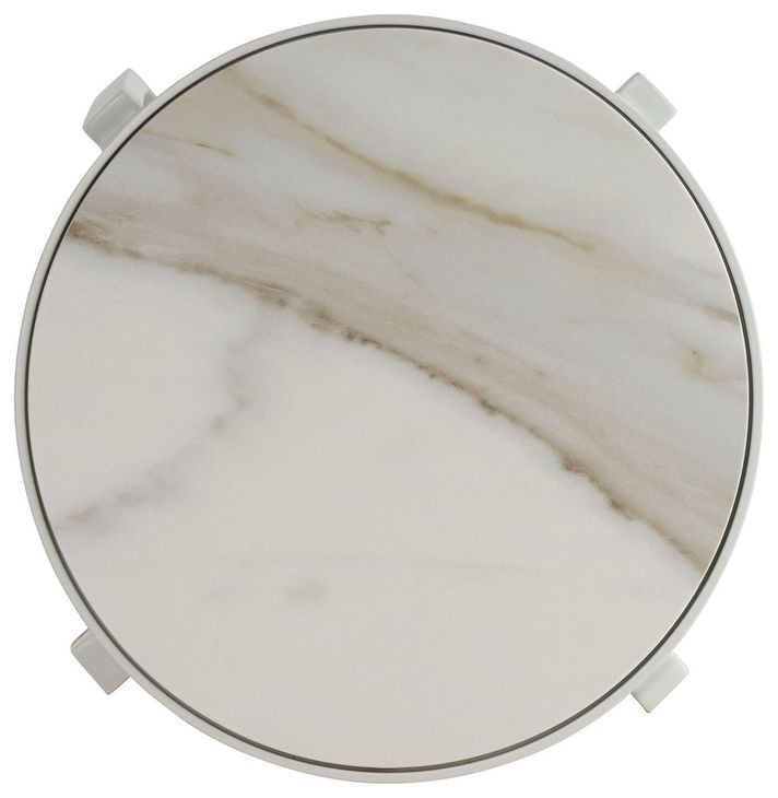 Sand Dune Cream Outdoor Round Stone Top Occassional Table Set