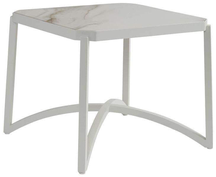 Sand Dune Cream Outdoor Square Stone Top End Table