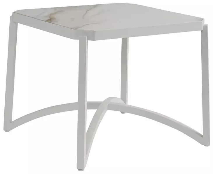 Sand Dune Cream Outdoor Square Stone Top End Table