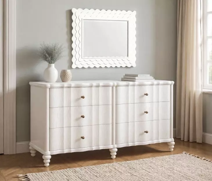 Haven Warm White Rectangle Mirror