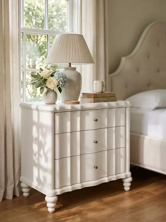 Haven Warm White 3 Drawer Nightstand with USB Charging
