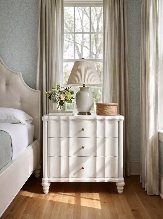 Haven Warm White 3 Drawer Nightstand with USB Charging