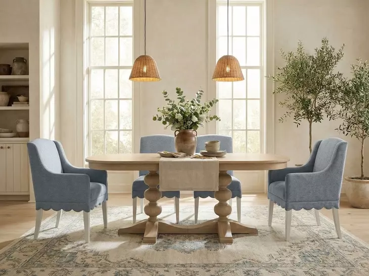 Haven Sea Blue Upholstered Hostess Chair Set of 2