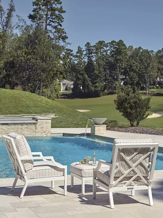 Island Classic Beige and Brown Upholstered Outdoor Lounge Chair