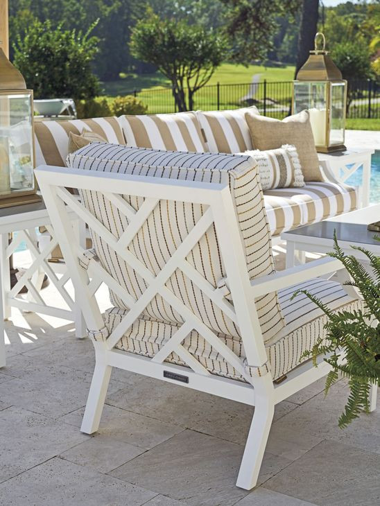 Island Classic Beige and Brown Upholstered Outdoor Lounge Chair
