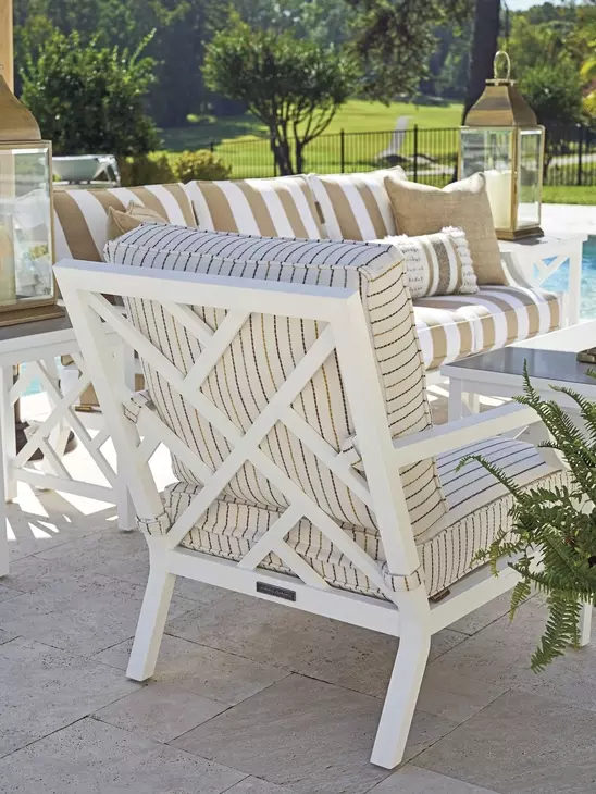 Island Classic Beige and Brown Upholstered Outdoor Lounge Chair