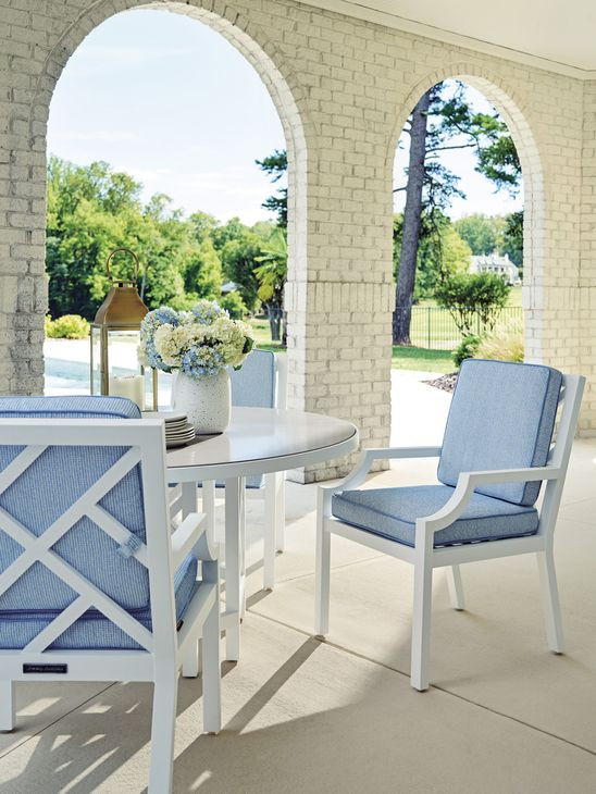 Island Classic Blue Upholstered Outdoor Arm Chair