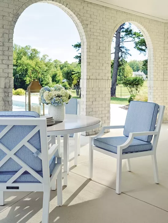 Island Classic Blue Upholstered Outdoor Arm Chair