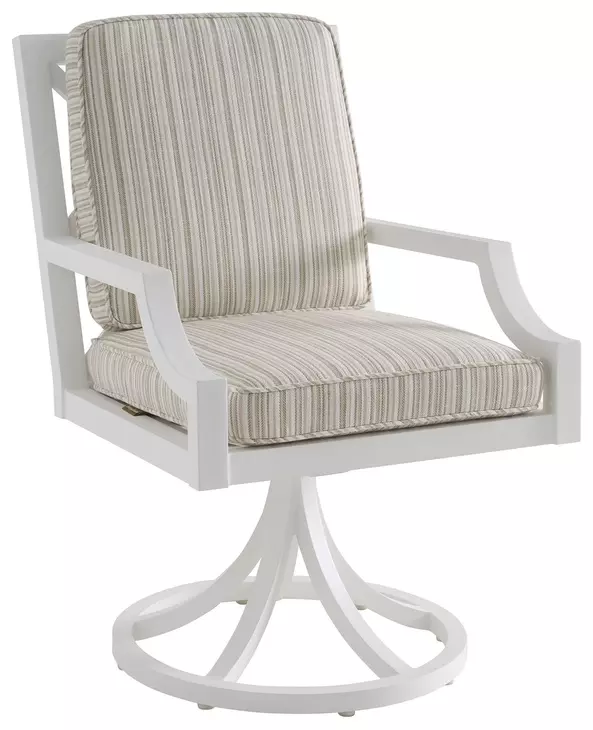 Island Classic Beige and Brown Upholstered Outdoor Swivel Rocker Arm Chair