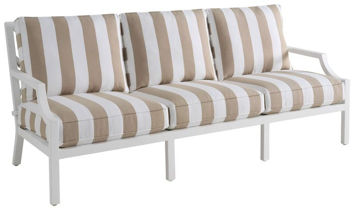Island Classic White and Brown Outdoor 86" Sofa