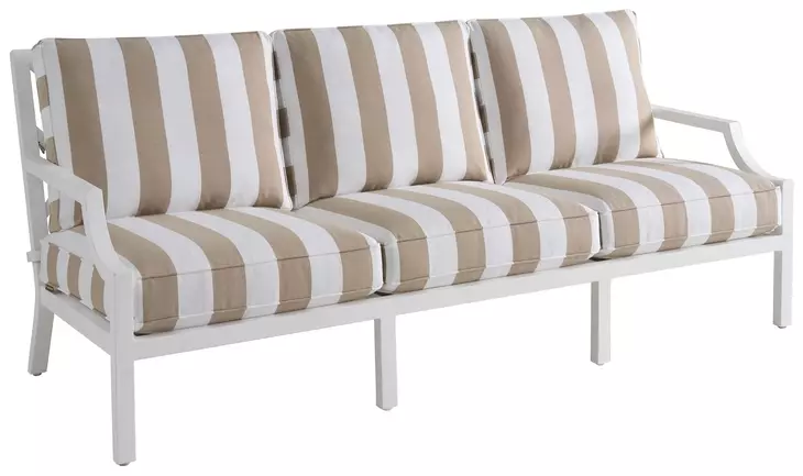 Island Classic White and Brown Outdoor 86" Sofa