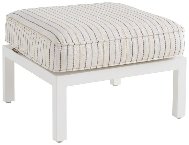 Island Classic Cream and Brown Upholstered Outdoor Rectangular Ottoman