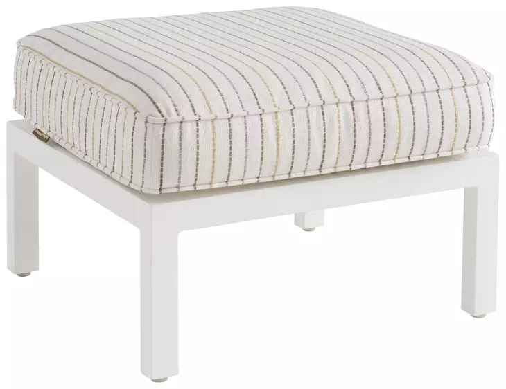Island Classic Cream and Brown Upholstered Outdoor Rectangular Ottoman
