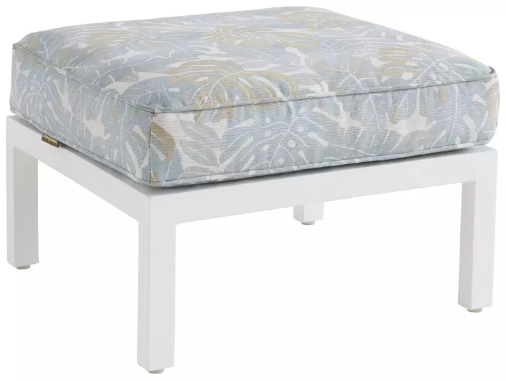 Island Classic Cream and Blue Upholstered Outdoor Rectangular Ottoman