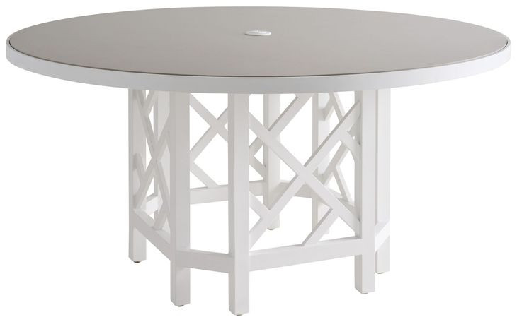 Island Classic Cream and Gray Outdoor 60" Round Quartz Top Dining Table