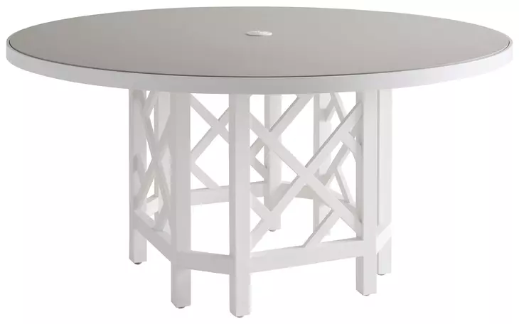 Island Classic Cream and Gray Outdoor 60" Round Quartz Top Dining Table