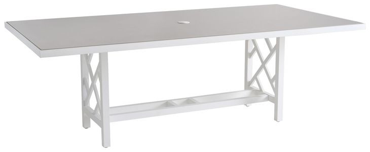 Island Classic Cream and Gray Outdoor 88" Rectangular Quartz Top Dining Table