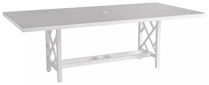 Island Classic Cream and Gray Outdoor 88" Rectangular Quartz Top Dining Table